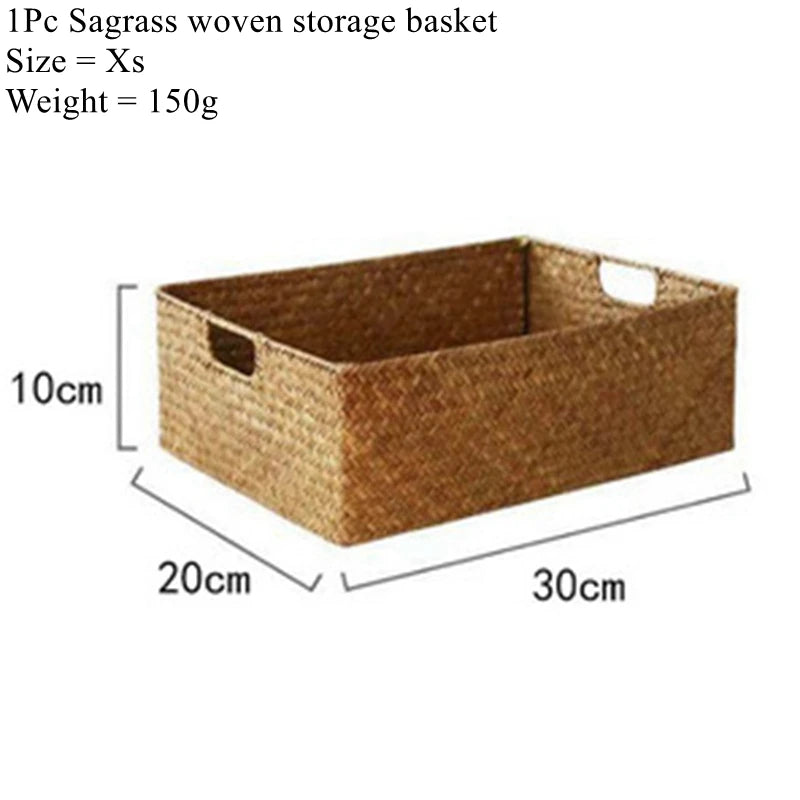 Zerolife Panier en jonc de mer naturel tressé – Grand panier de rangement en osier de paille pour la décoration intérieure, corbeille à fruits et à pain de table, organiseur de serviettes, récipient de rangement de cuisine et panier de ferme rustique