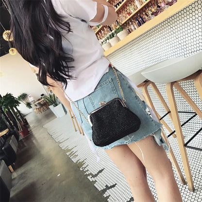 Sac bandoulière bohème en paille pour femme, sac de plage en rotin tressé, petite pochette de soirée