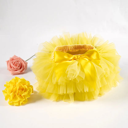 2PCS Baby Girls' Tulle Tutu Bloomers Set – Newborn Diaper Cover Skirt with Matching Headband, Rainbow Princess Outfit for Infants