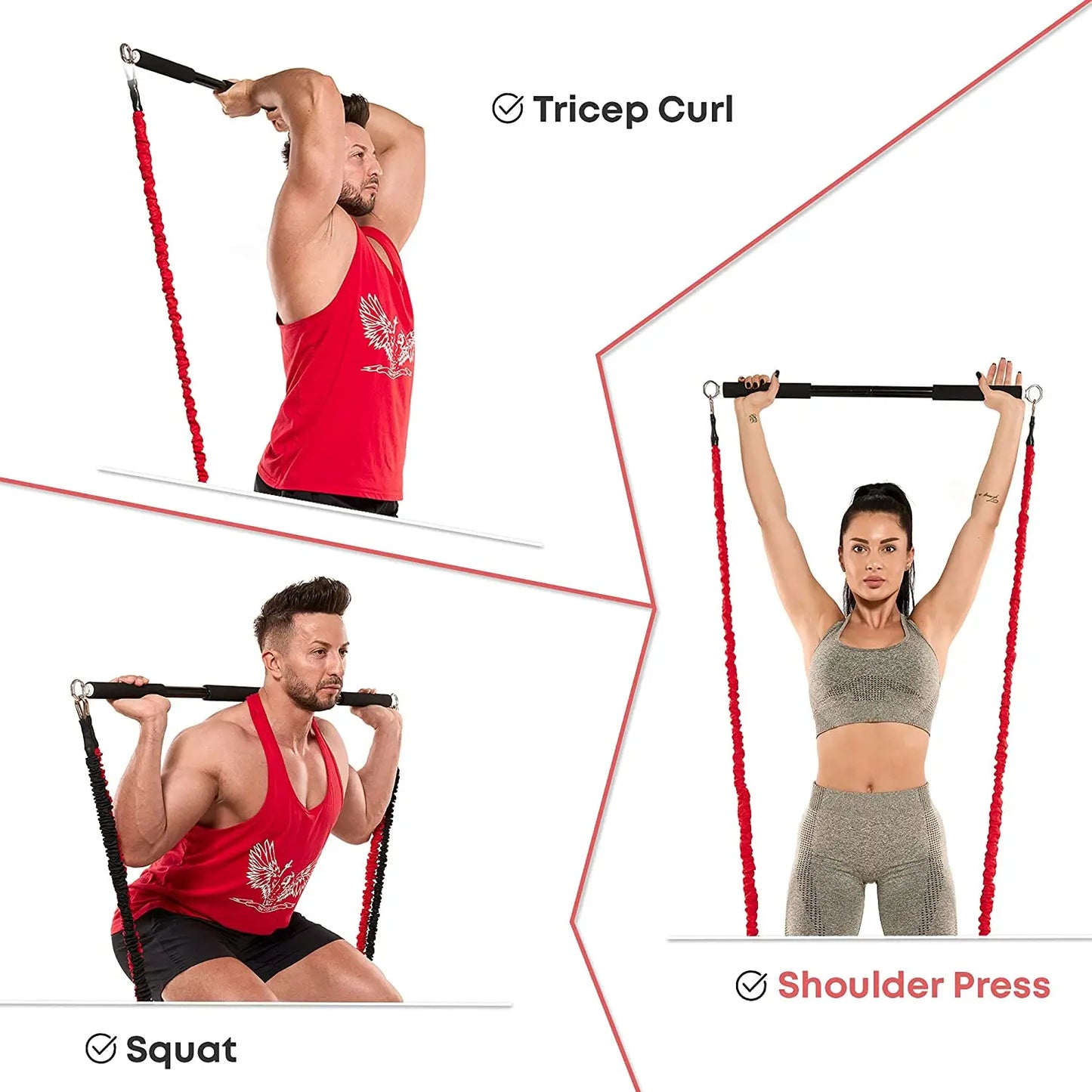 Juego de Bandas de Resistencia para Barra de Ejercicio – Expansor de Cuerda para Pilates y Yoga para Entrenamiento de Fuerza, Fisicoculturismo, Gimnasio en Casa y Ejercicios de Fitness