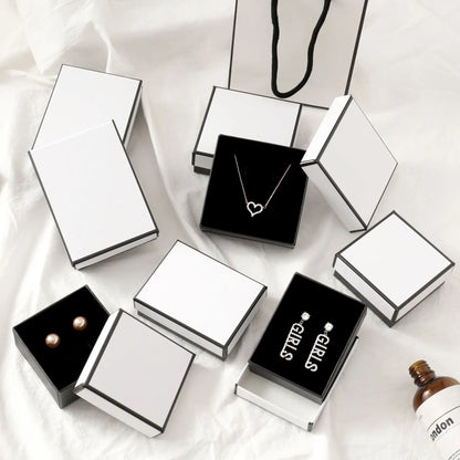 12PCS Paper Jewelry Gift Boxes for Rings, Earrings, Bracelets & Necklaces – Black & Gray Display Cases