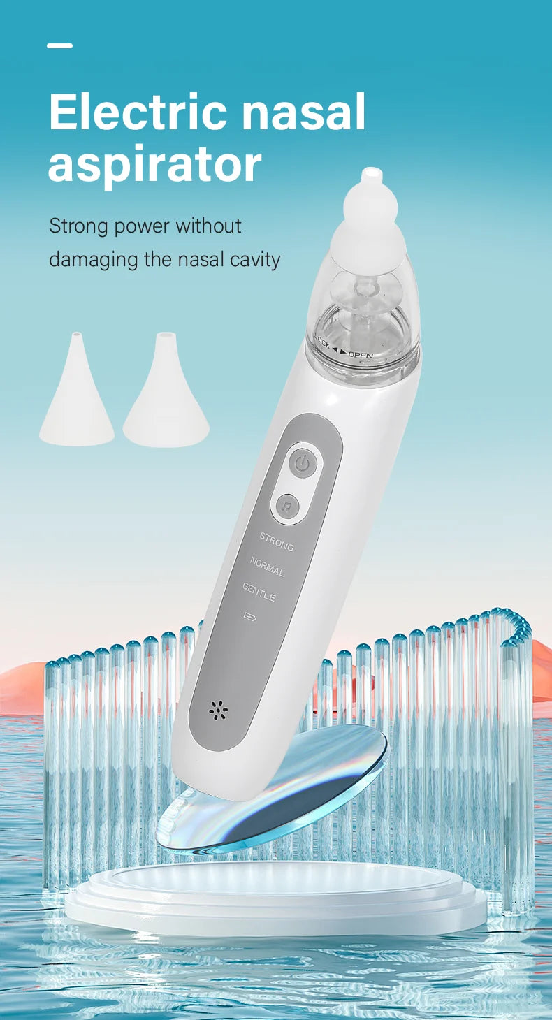 Aspirador nasal eléctrico recargable para bebés – Limpiador nasal portátil para recién nacidos y bebés con succión suave
