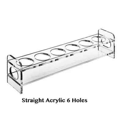 Wooden Acrylic Shot Glass Holder Rack, 6-Hole Single Row Wine Tasting Flight Tray, Shot Glass Display Stand, Bar Drink Serving Tray and Cup Storage Carrier