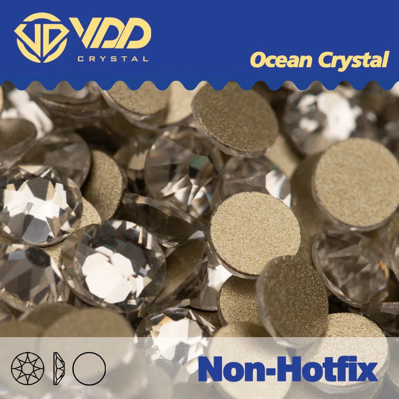 VDD 2088 Crystal Flower Nail Rhinestones – Non-Hotfix 8 Big & 8 Small Flatback Gems for Nail Art & DIY Decorations