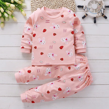 Conjunto de ropa de algodón para niños – Traje de otoño invierno para niños y niñas, cómodo conjunto de pijama de manga larga y pantalones, ropa informal de estar por casa para niños, ropa interior cálida y ropa de regalo de Navidad