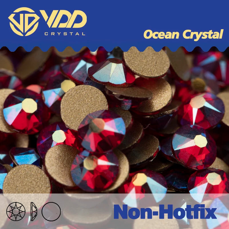 VDD 2088 Crystal Flower Nail Rhinestones – Non-Hotfix 8 Big & 8 Small Flatback Gems for Nail Art & DIY Decorations