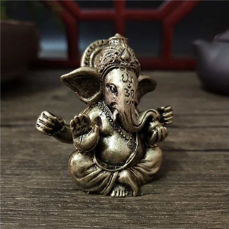 Statue de Ganesha en bronze – Figurine de sculpture du dieu éléphant hindou pour décoration de maison, de bureau, décoration spirituelle et cadeau