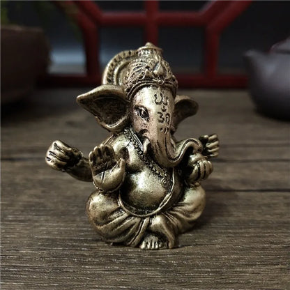 Statue de Ganesha en bronze – Figurine de sculpture du dieu éléphant hindou pour décoration de maison, de bureau, décoration spirituelle et cadeau