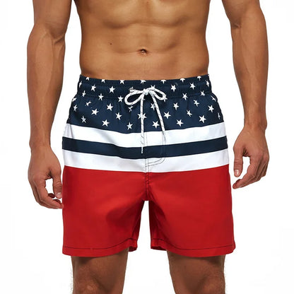 DATIFER Men's Beach Print Swim Shorts – Quick-Dry Surf, Swim & Workout Trunks with Pockets for Summer