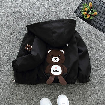 Cute Cartoon Animal Kids Jacket, Hooded Windbreaker for Baby Boys and Girls Ages 1-6, Lightweight Spring and Autumn Zipper Coat