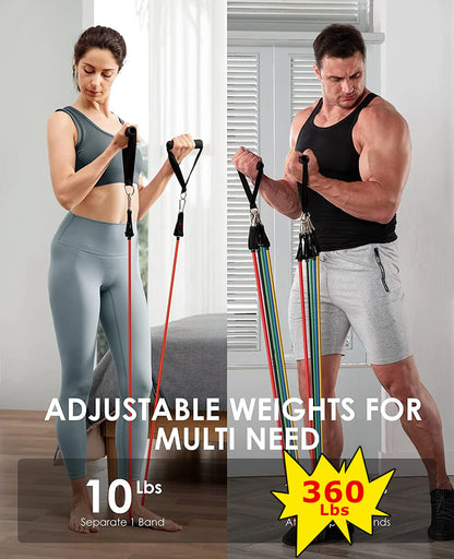 Juego de Bandas de Resistencia para Barra de Ejercicio – Expansor de Cuerda para Pilates y Yoga para Entrenamiento de Fuerza, Fisicoculturismo, Gimnasio en Casa y Ejercicios de Fitness