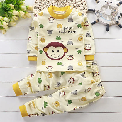 Conjunto de ropa de algodón para niños – Traje de otoño invierno para niños y niñas, cómodo conjunto de pijama de manga larga y pantalones, ropa informal de estar por casa para niños, ropa interior cálida y ropa de regalo de Navidad