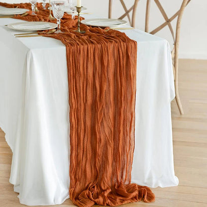 Cotton Gauze Table Runner – Rustic Dining Table Decoration for Weddings, Christmas, Parties & Holiday Home Decor
