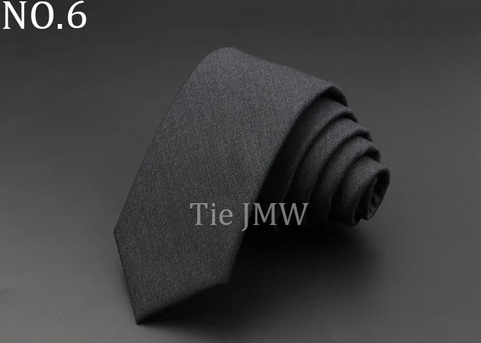 Men's 6cm Handmade Cotton Skinny Plaid Necktie – Slim Striped Grey Tie for Business, Casual & Wedding Wear