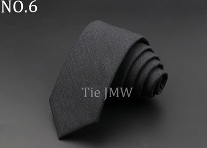 Men's 6cm Handmade Cotton Skinny Plaid Necktie – Slim Striped Grey Tie for Business, Casual & Wedding Wear