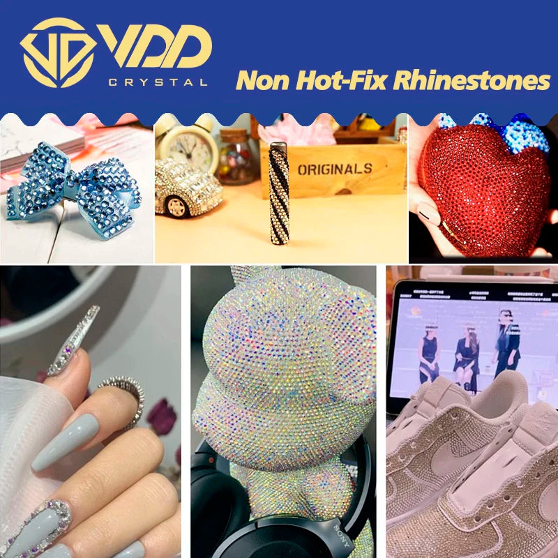 VDD AAAAA Diamantes de Imitación de Cristal de Fondo Plano – Piedras de Cristal Brillantes Sin Fijación en Caliente para Decoración de Uñas, Manualidades y Proyectos de Bricolaje