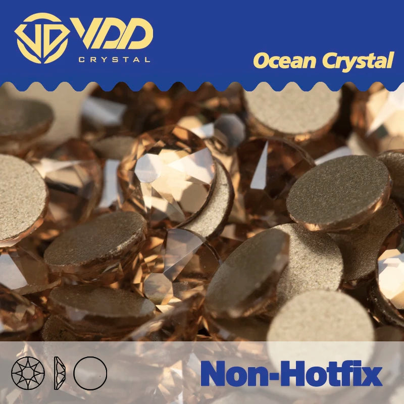 VDD 2088 Crystal Flower Nail Rhinestones – Non-Hotfix 8 Big & 8 Small Flatback Gems for Nail Art & DIY Decorations