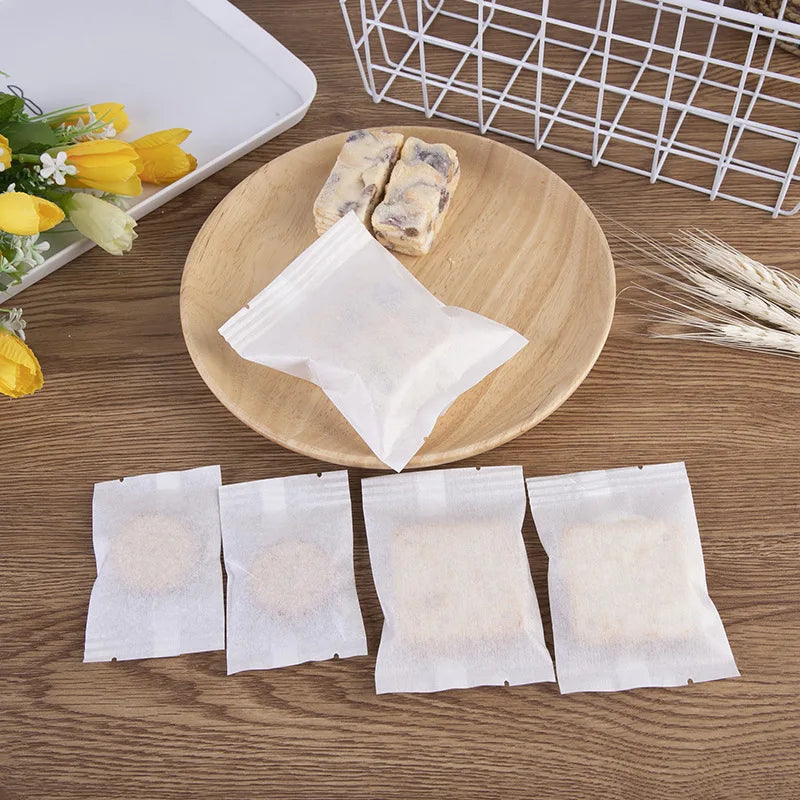 LBSISI Life 50/100PCS White Cotton Paper Candy Bags – DIY Gift Packaging Bags for Birthday, Baby Shower, Cake, Nougat & Party Favors