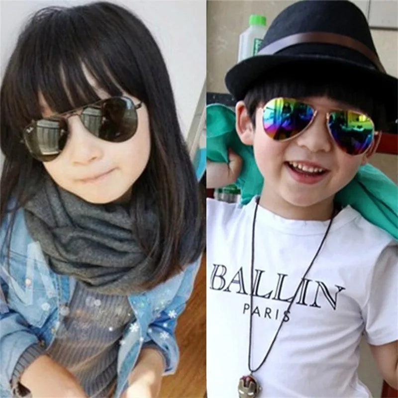 Kids' Pilot Sunglasses – Fashion Metal Frame Eyewear for Baby Boys & Girls, Classic Aviator-Style Outdoor Sun Glasses