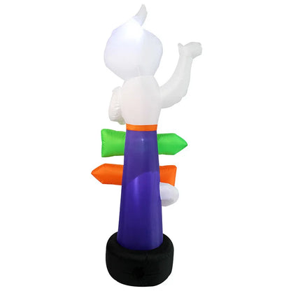 2.4M Large Halloween Inflatable Ghost Decoration – Ghost Holding Pumpkin Street Sign, Trick or Treat Yard & Party Decor