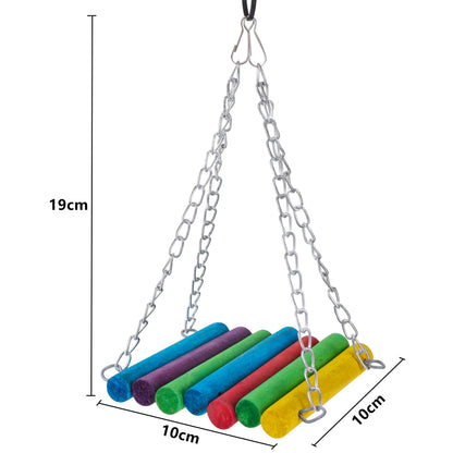 Bird Cage Hanging Toy – Parrot Swing, Chew & Training Toy with Bell, Perch, Ladder & Hammock for Small Birds