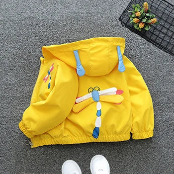 Cute Cartoon Animal Kids Jacket, Hooded Windbreaker for Baby Boys and Girls Ages 1-6, Lightweight Spring and Autumn Zipper Coat