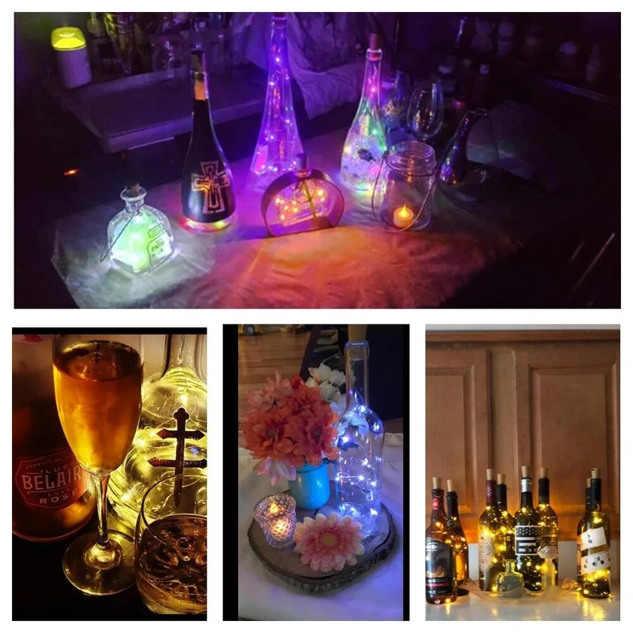 1M/2M/3M Wine Cork LED Bottle Lights – Battery-Powered String Lights for Party, Wedding, Christmas, Halloween & Bar Decor