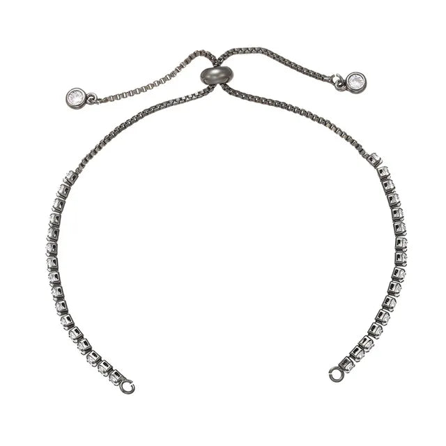 Cadena de pulsera ajustable de latón con diamantes de imitación – Cadena de joyería de 240 mm para pulseras, dijes y fabricación de joyas