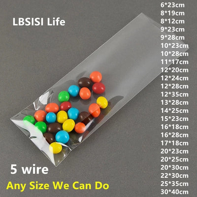 LBSISI Life Transparent Candy Bags – Clear Plastic Gift Bags with Wire Tie for Cookies, Bread, Chocolate, Snacks & Party Packaging