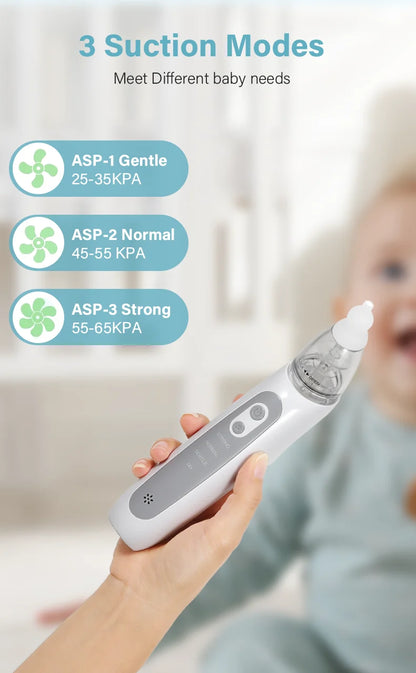 Aspirador nasal eléctrico recargable para bebés – Limpiador nasal portátil para recién nacidos y bebés con succión suave