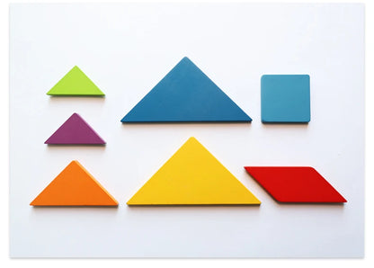 Rompecabezas de Tangram Montessori de Madera - Juego Educativo de Bloques de Construcción Preescolar, Rompecabezas Creativo de Lógica para Niños, Desarrollo Cerebral y Regalo Festivo