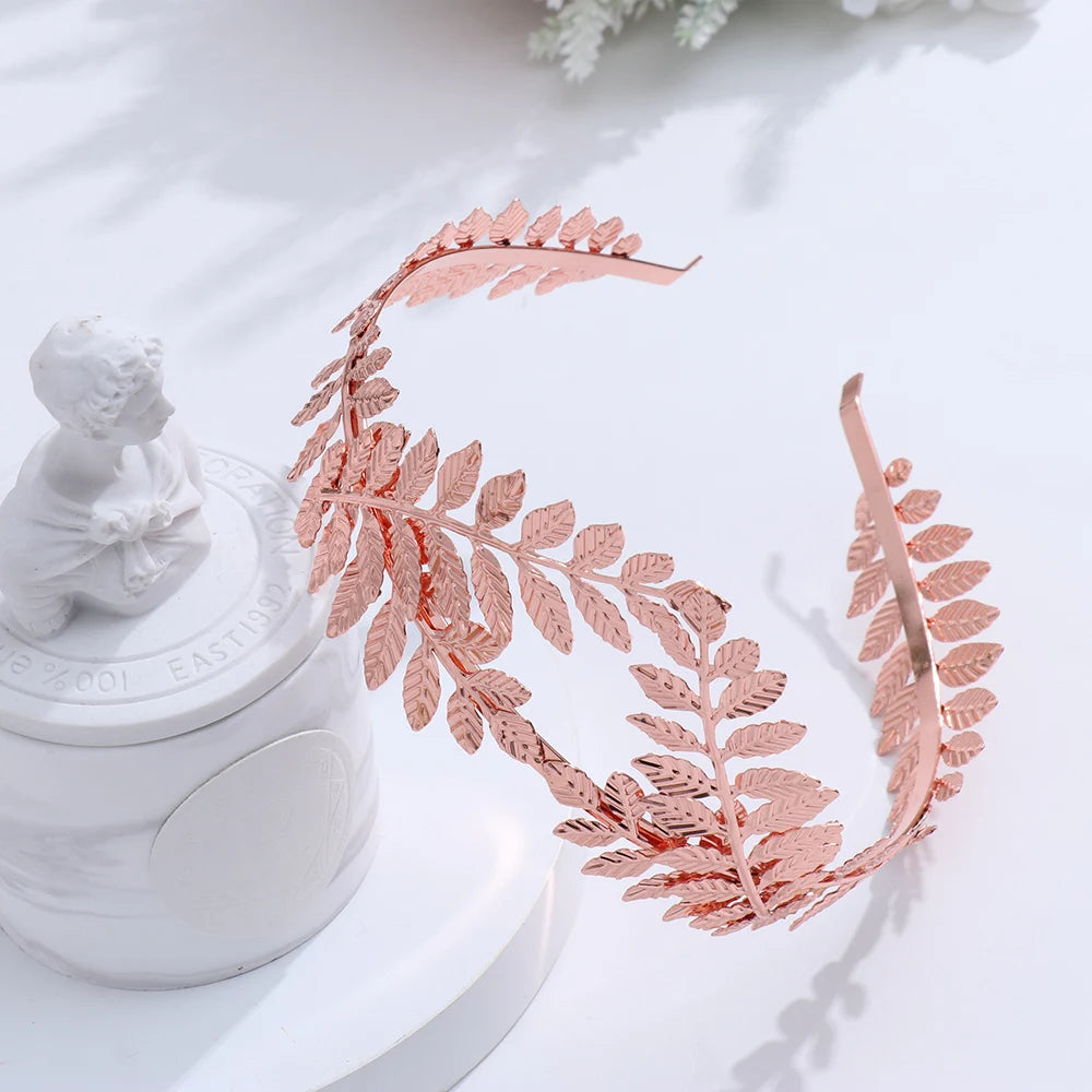 Vintage Gold Leaf Bridal Headband – Roman Greek Goddess Wedding Tiara Crown Hair Accessory for Women