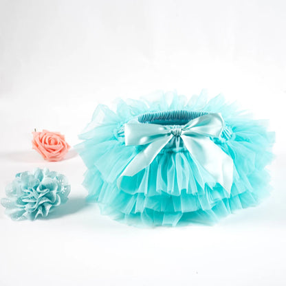 2PCS Baby Girls' Tulle Tutu Bloomers Set – Newborn Diaper Cover Skirt with Matching Headband, Rainbow Princess Outfit for Infants