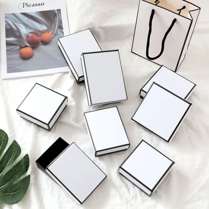 12PCS Paper Jewelry Gift Boxes for Rings, Earrings, Bracelets & Necklaces – Black & Gray Display Cases
