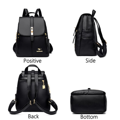 Women's Large-Capacity Leather Backpack Purse – High-Quality Vintage Rucksack for School, Travel, Work & Everyday Use, Stylish Ladies' Bookbag