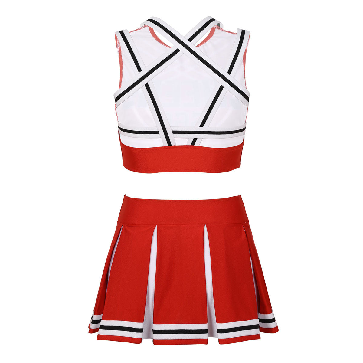 Women’s Cheerleader Cosplay Costume – Uniform Set (Crop Top + Mini Pleated Skirt, Carnival Outfit)