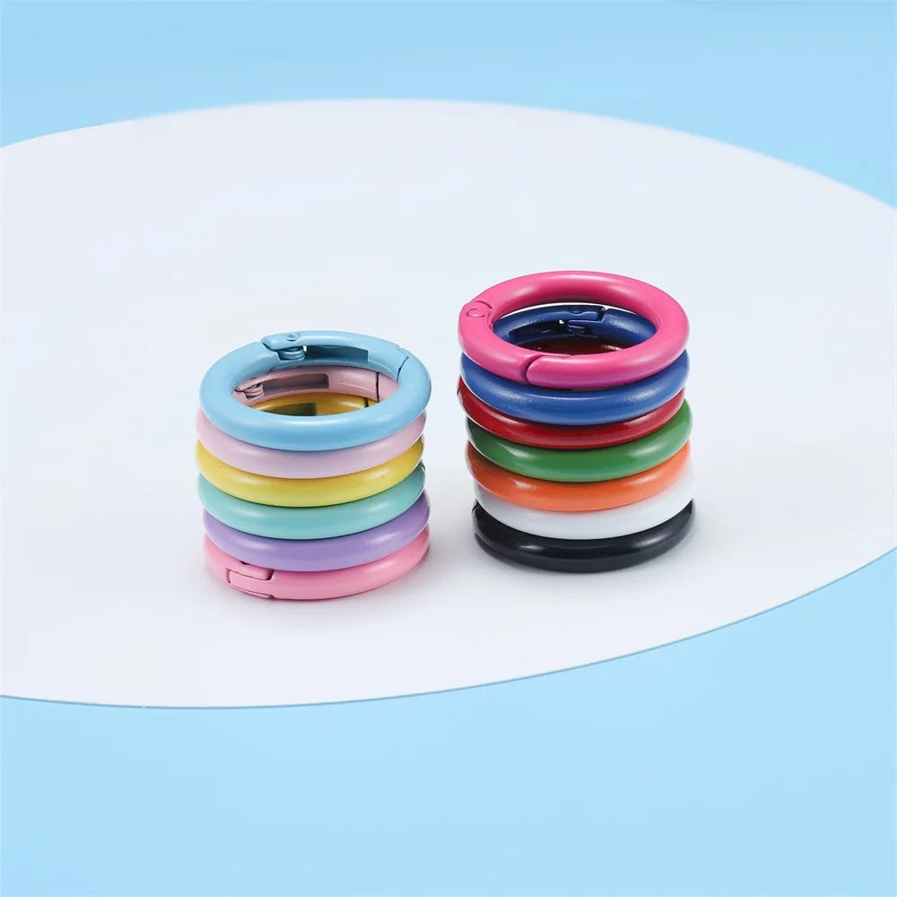 5-Piece Metal Spring O-Ring Carabiner Keychain Clips – Openable Round Buckle Connectors for DIY Keychains, Dog Chains & Jewelry Making