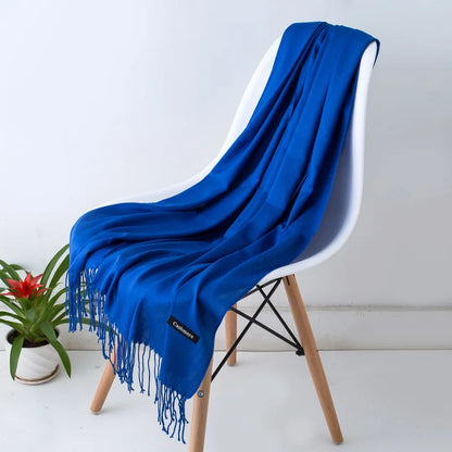 Bufanda de cachemira sólida para mujer – Chal Pashmina cálido de otoño invierno con diseño de borlas, accesorio de moda Foulard para hombres y mujeres