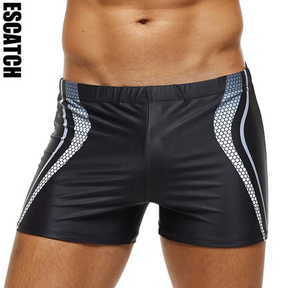 ESCATCH Men's Printed Swim Trunks – Plus Size Quick-Dry Elastic Swimsuit with Soft Liner for Beach & Swimming