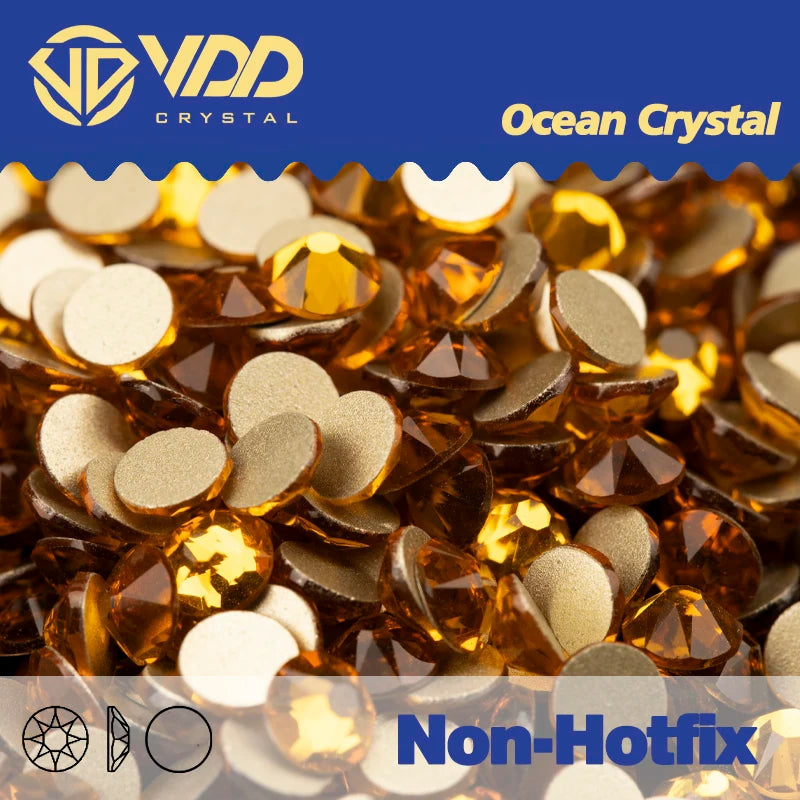 VDD 2088 Crystal Flower Nail Rhinestones – Non-Hotfix 8 Big & 8 Small Flatback Gems for Nail Art & DIY Decorations