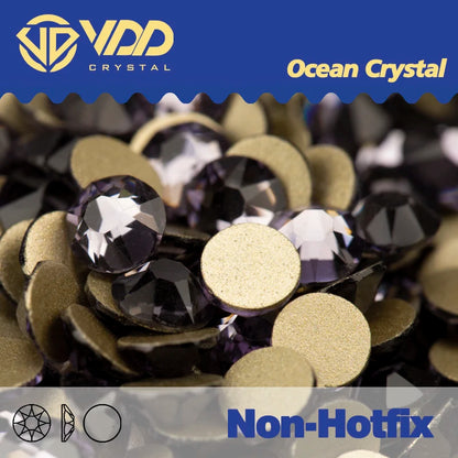 VDD 2088 Crystal Flower Nail Rhinestones – Non-Hotfix 8 Big & 8 Small Flatback Gems for Nail Art & DIY Decorations