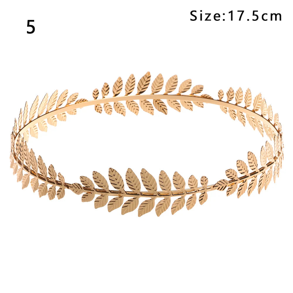 Vintage Gold Leaf Bridal Headband – Roman Greek Goddess Wedding Tiara Crown Hair Accessory for Women