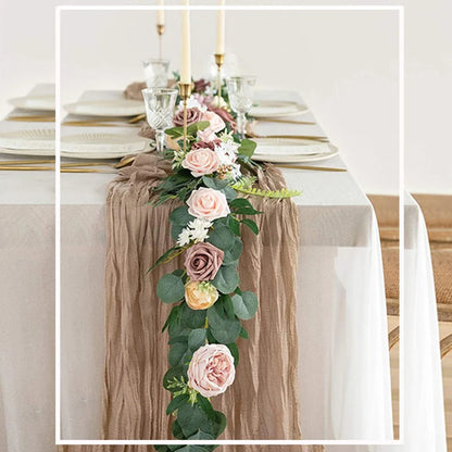 Cotton Gauze Table Runner – Rustic Dining Table Decoration for Weddings, Christmas, Parties & Holiday Home Decor