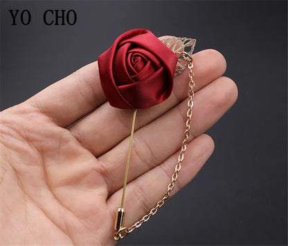 Boutonnière de seda para el novio y padrinos de boda – Pin de solapa floral para bodas, bailes de graduación y eventos formales