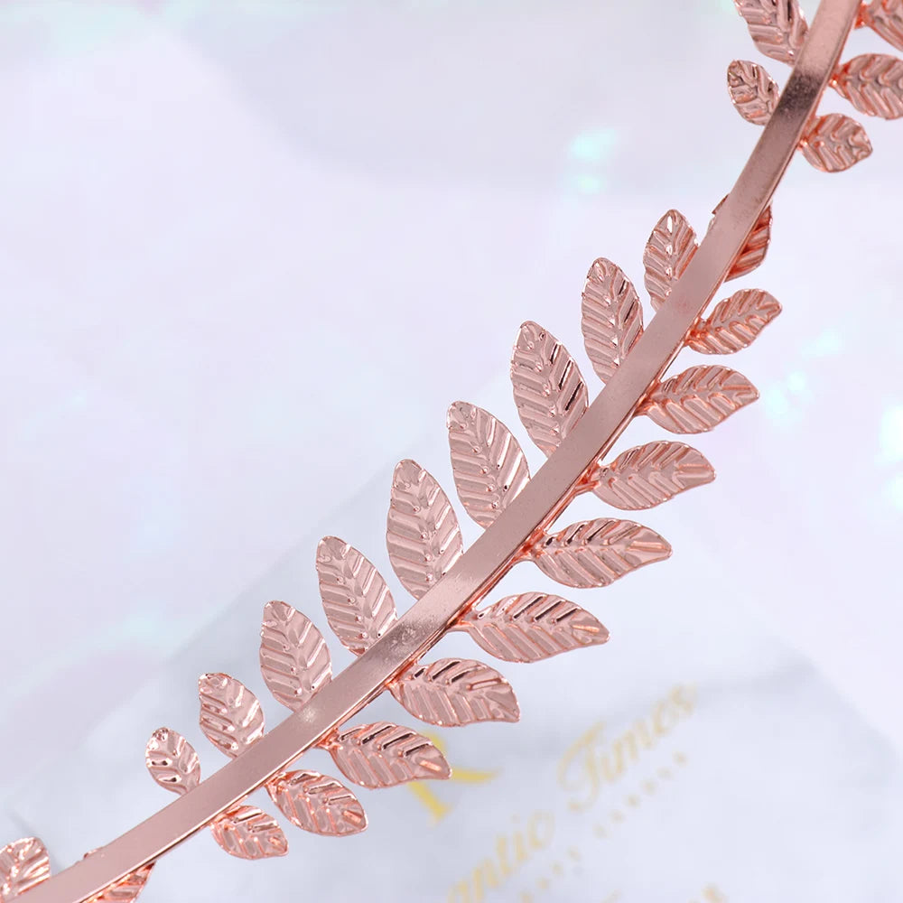 Vintage Gold Leaf Bridal Headband – Roman Greek Goddess Wedding Tiara Crown Hair Accessory for Women