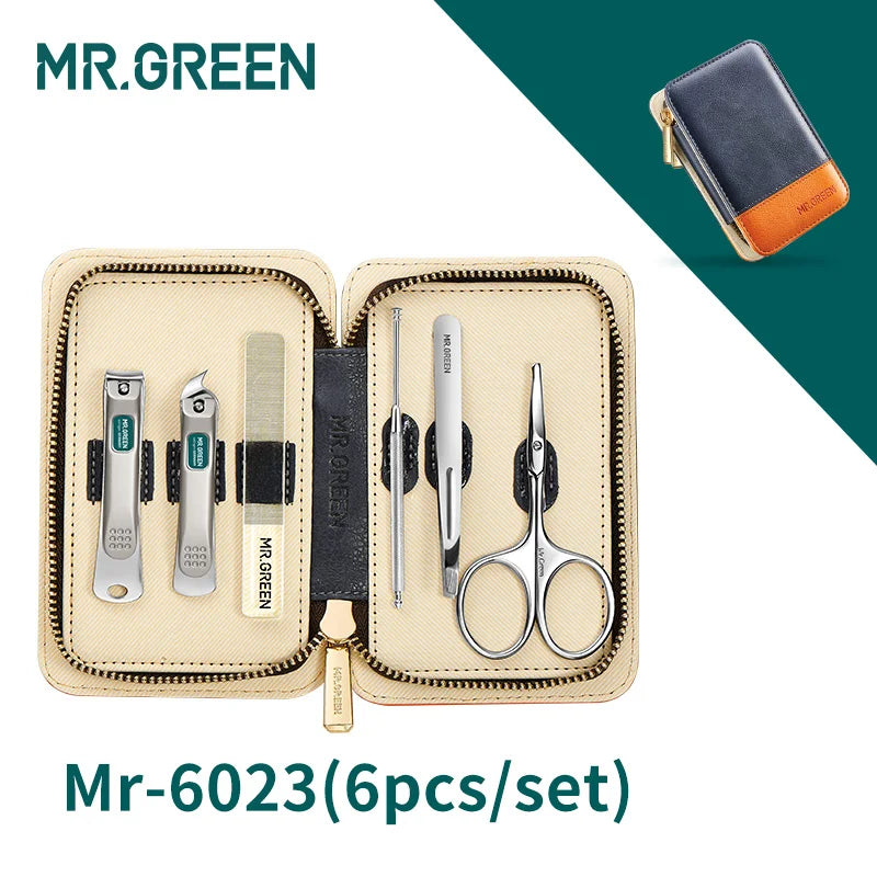 MR.GREEN Stainless Steel Manicure & Pedicure Grooming Kit – Nail Clipper Set with Travel Case for Men & Women