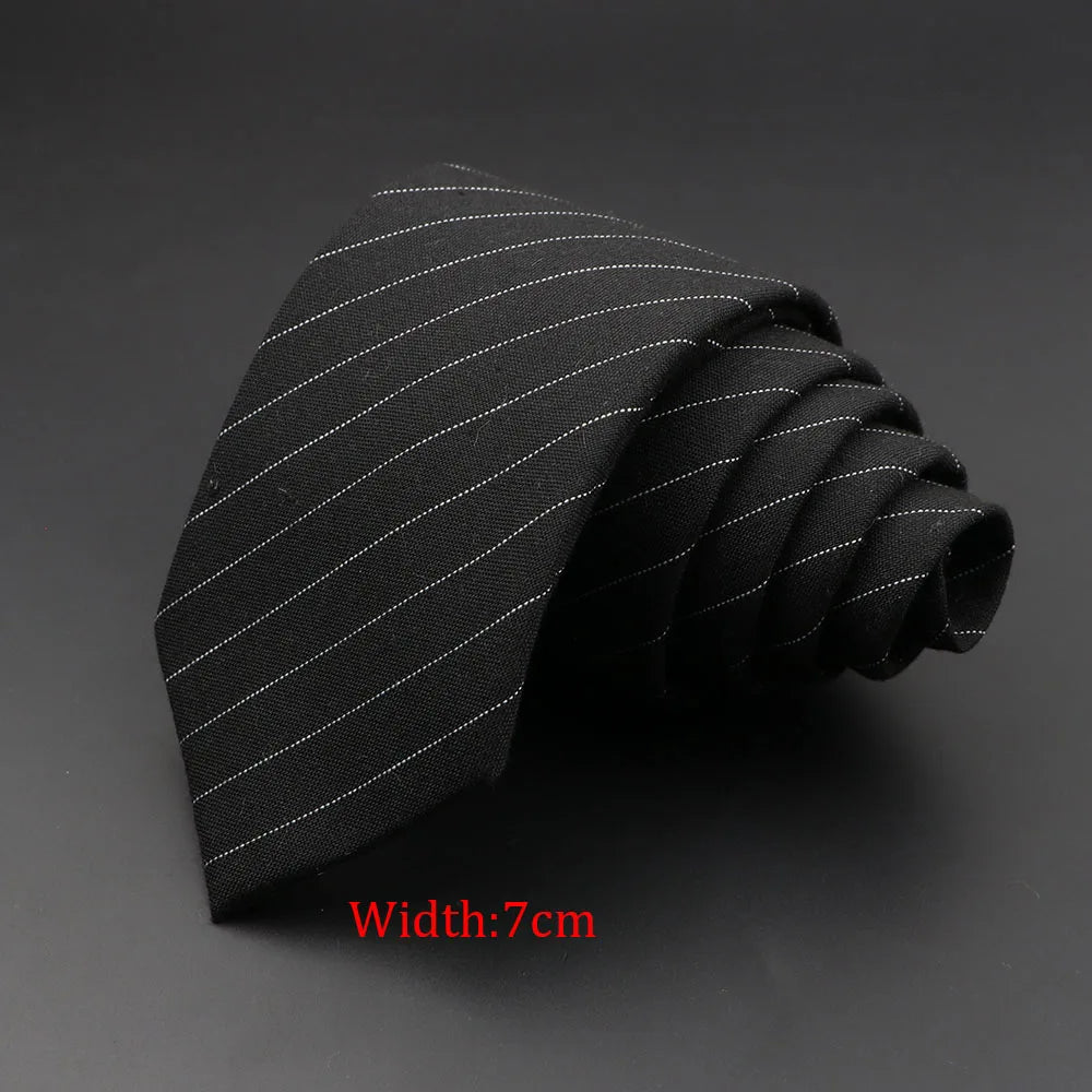 Men's 6cm Handmade Cotton Skinny Plaid Necktie – Slim Striped Grey Tie for Business, Casual & Wedding Wear
