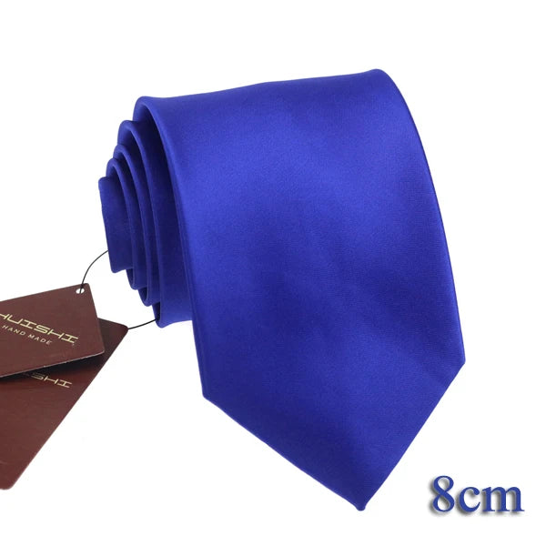 HUISHI Men's Waterproof Jacquard Necktie – 6cm Solid Dark Blue Tie for Business, Weddings & Formal Wear