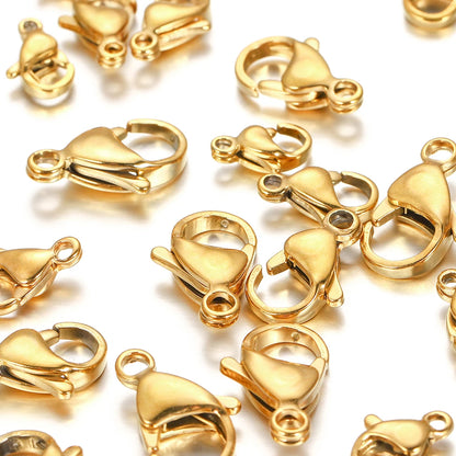 10–30 Broches de Langosta de Acero Inoxidable Chapado en Oro – Broches de Pinza para Pulseras, Collares y Suministros para Hacer Joyas DIY