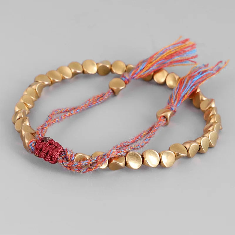 Handmade Tibetan Buddhist Copper Bead Bracelet – Lucky Braided Rope Bracelet & Bangle for Women & Men | Spiritual Fashion Jewelry Gift